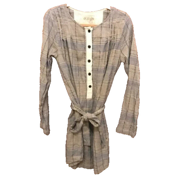 Small Ace & Jig Button-Front Tie-Waist Dress (no belt) Indigo Twist Shirt Button - Picture 1 of 8